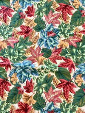 Vintage Wilton Court Floral Fall Winter Leaves Tablecloth 100" x 56" Beautiful!